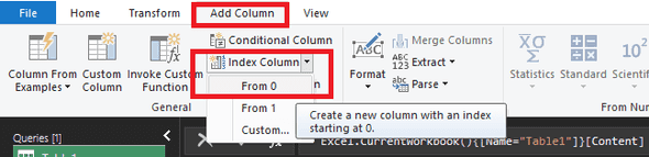 Add Index column from zero