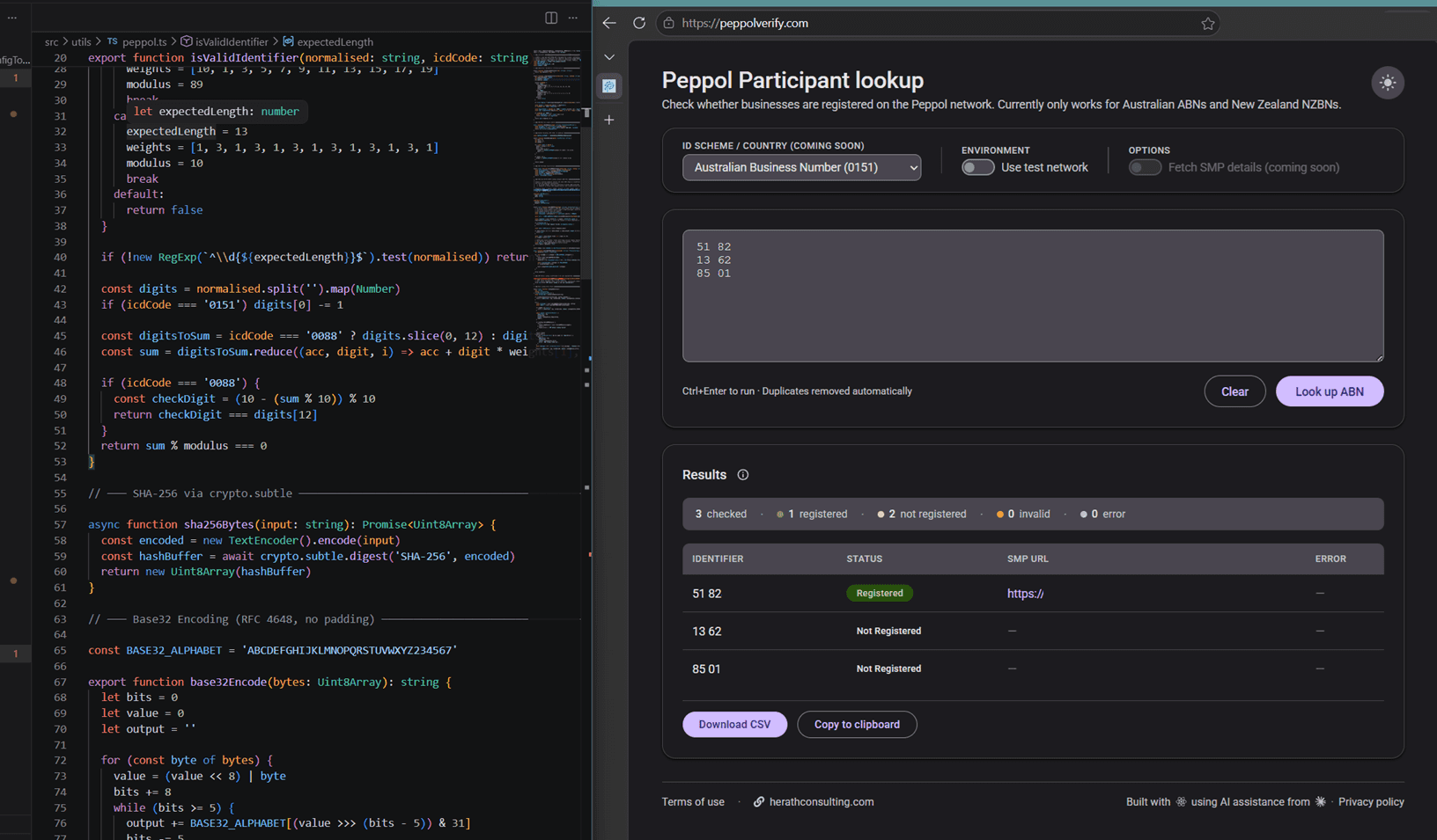 Peppol Verify tool screenshot