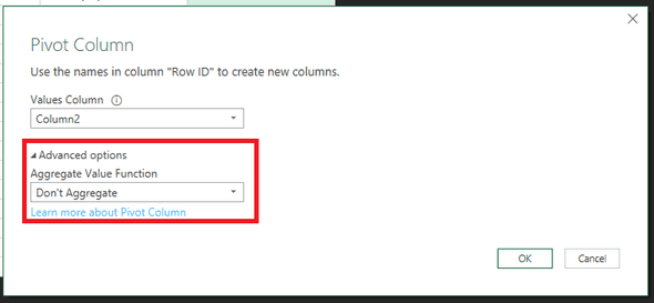 Pivot the Row ID and select don’t aggregate