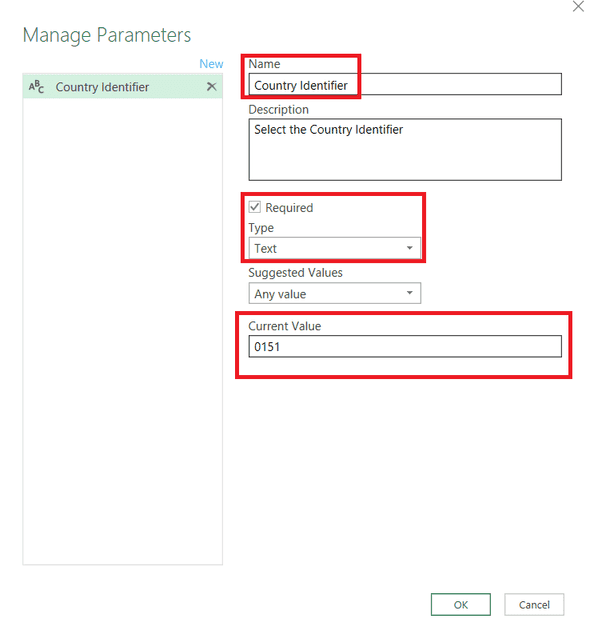 Enter the parameter details